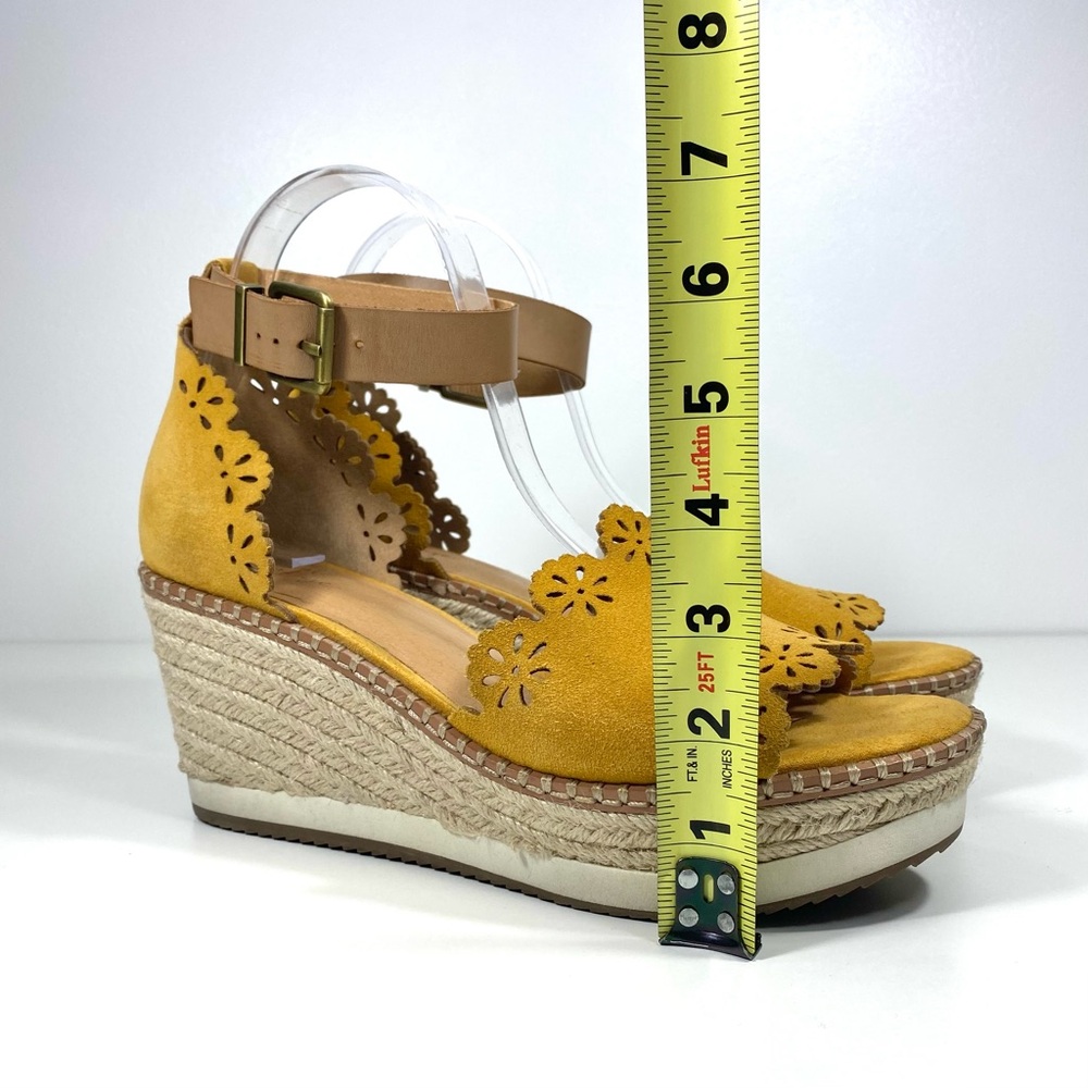 Crown Vintage Dunja Yellow Suede Leather Platform Wedge Espadrilles Sandals 9 - Picture 9 of 10